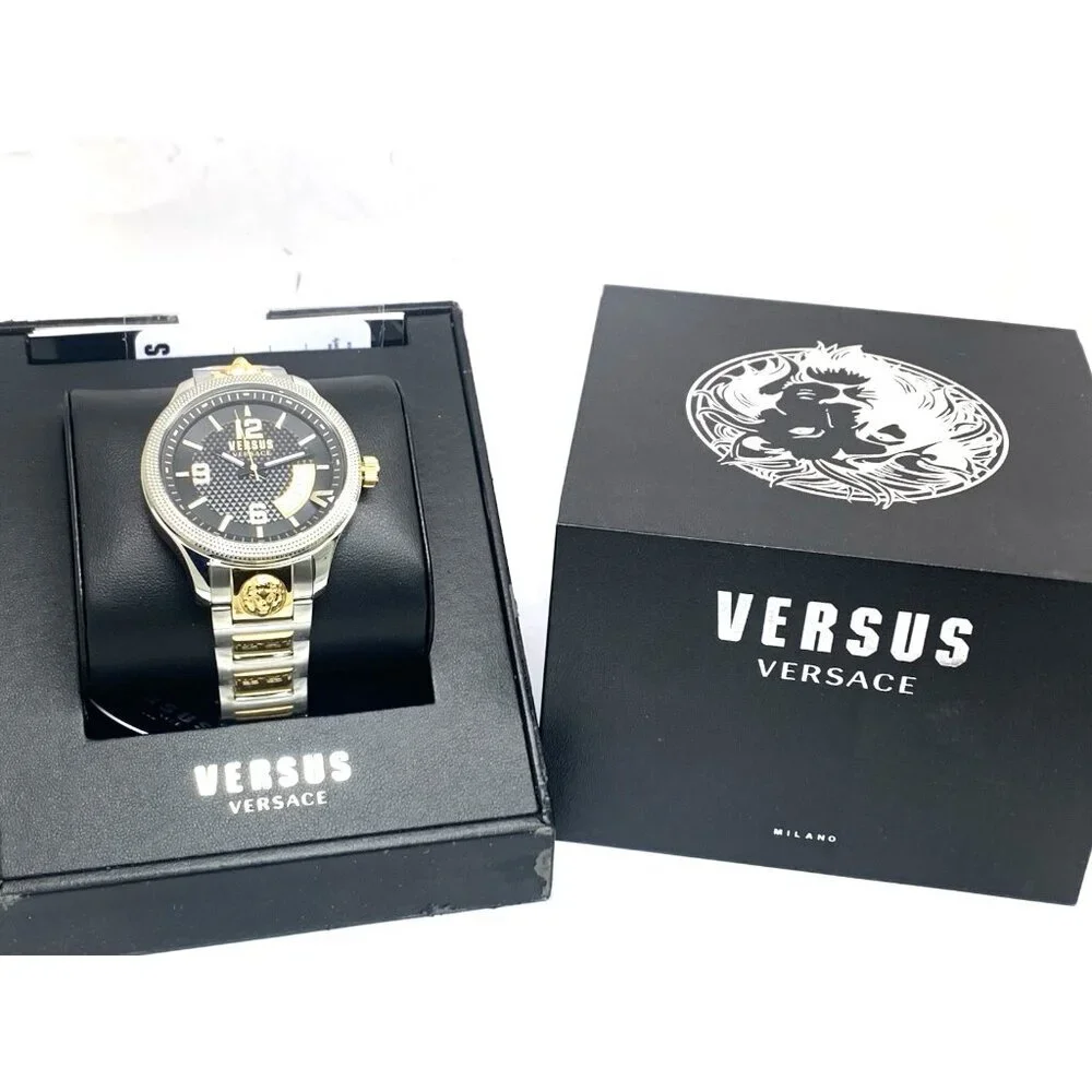 Versus by Versace Men's Watch VSPVT1821 Quartz Black Dial Two Tone Steel 44mm